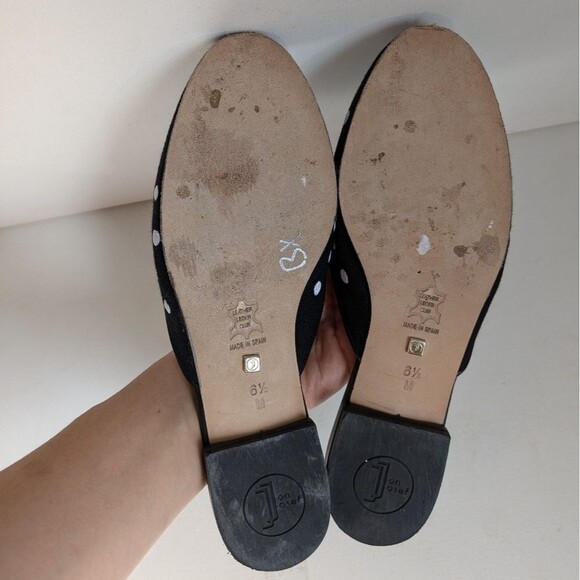 Jon Josef Black Polka Dot Slip On Mules Women's Size 6.5 - Picture 5 of 8